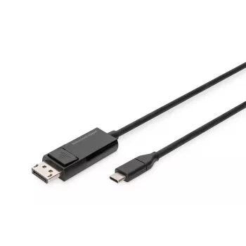 DIGITUS USB Type-C para DisplayPort bidirecional, resolução máx. 8K 30 Hz, comprimento 2 m, preto