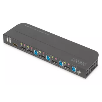 Comutador KVM DIGITUS 4x1 DP DP/HDMI Out USB 4Kx2K 60Hz