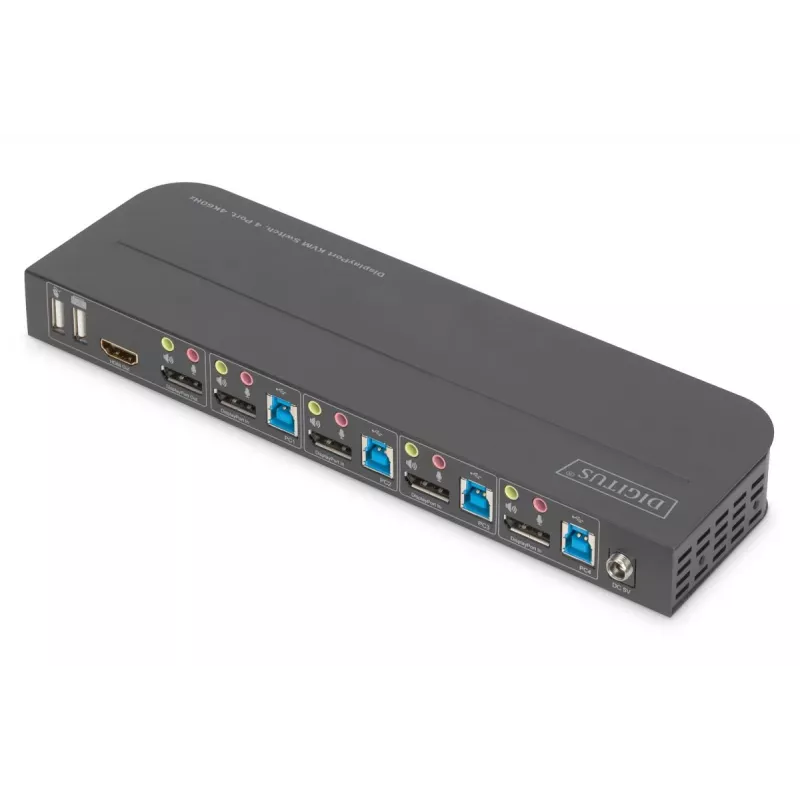 Comutador KVM DIGITUS 4x1 DP DP/HDMI Out USB 4Kx2K 60Hz