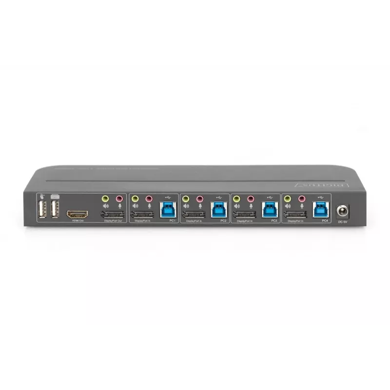Comutador KVM DIGITUS 4x1 DP DP/HDMI Out USB 4Kx2K 60Hz