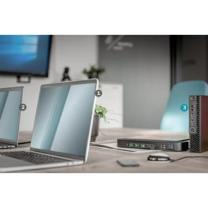 Comutador KVM DIGITUS 4x1 DP DP/HDMI Out USB 4Kx2K 60Hz