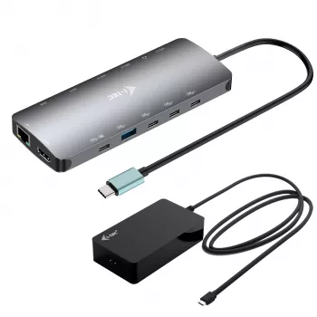 Dock i-tec Metal USB-C Nano 3x Display, 2x HDMI 1x USB-C Vídeo com Power Delivery 140W + Carregador universal 140 W