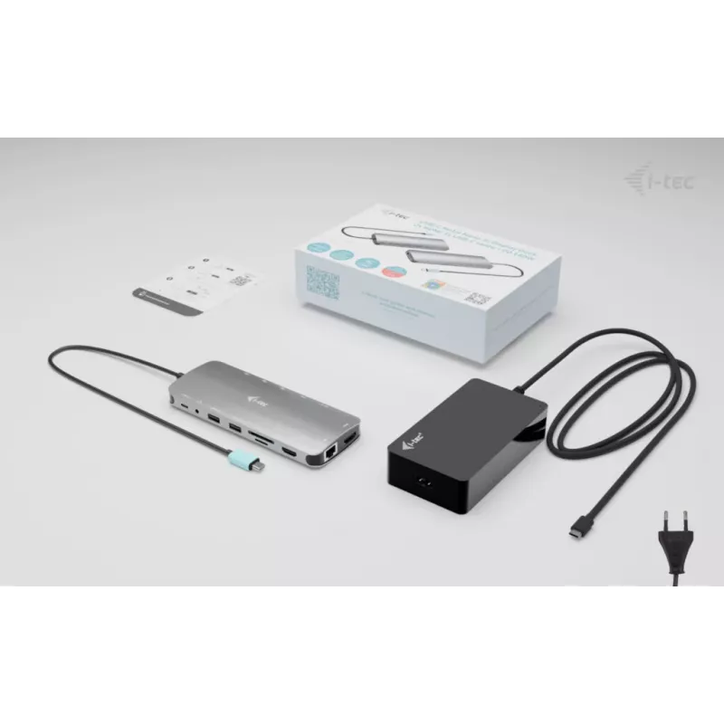 Dock i-tec Metal USB-C Nano 3x Display, 2x HDMI 1x USB-C Vídeo com Power Delivery 140W + Carregador universal 140 W