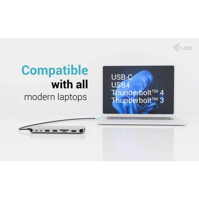 Dock i-tec Metal USB-C Nano 3x Display, 2x HDMI 1x USB-C Vídeo com Power Delivery 140W + Carregador universal 140 W