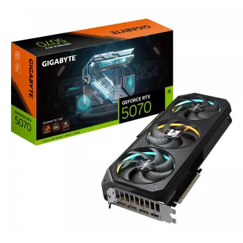 Placa gráfica GIGABYTE GeForce RTX 5070 GAMING OC 12G - 12 GB GDDR7, 192 Bit, PCI-E 5.0, 2625 MHz de frequência do núcleo, 3 x DP 2.1a, 1 x HDMI 2.1b, NVIDIA DLSS 4, GV-N5070GAMING OC-12GD