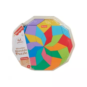 Puzzle mandala de madeira Fisher-Price, geométrico, para crianças pequenas e crianças, 40 peças de madeira