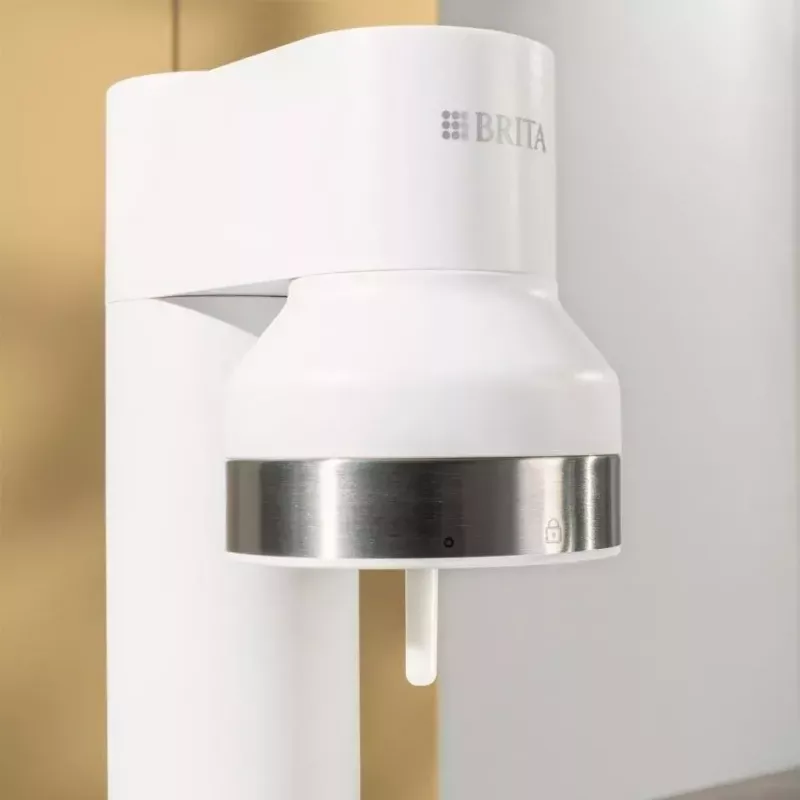 Máquina de gaseificar BRITA Carbonator 1046730 Branco — gaseificador de mesa compacto com 2 garrafas (231×126×443 mm)