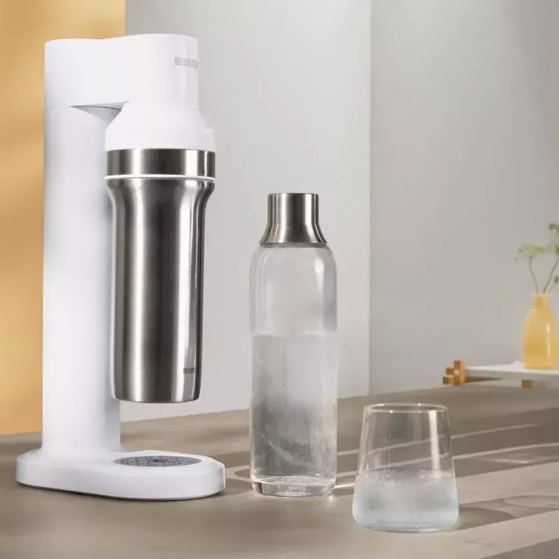 Máquina de gaseificar BRITA Carbonator 1046730 Branco — gaseificador de mesa compacto com 2 garrafas (231×126×443 mm)