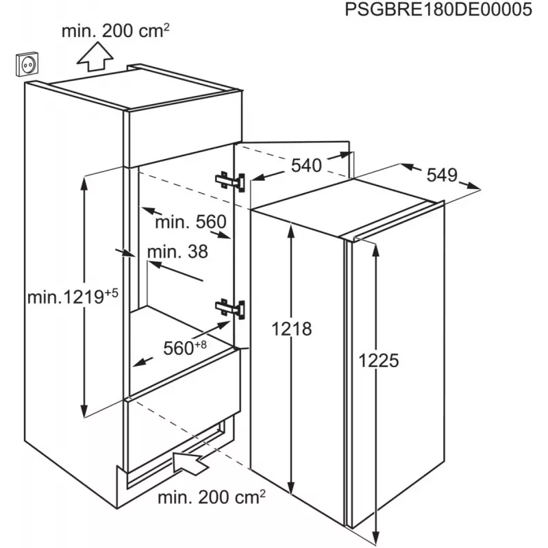 Combinado frigorífico-congelador de encastrar Electrolux LFB3AE12S, 188 L total (174 L frigorífico / 14 L congelador), portas reversíveis, LED, 35 dB