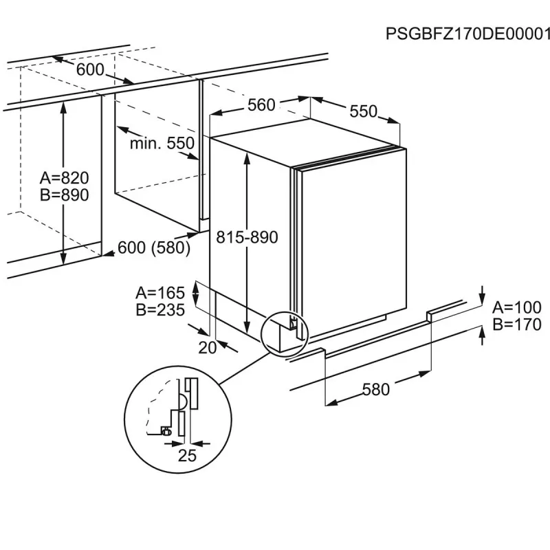 Frigorífico de encastrar Electrolux Serie 600 LXB2AE82S 127 L branco