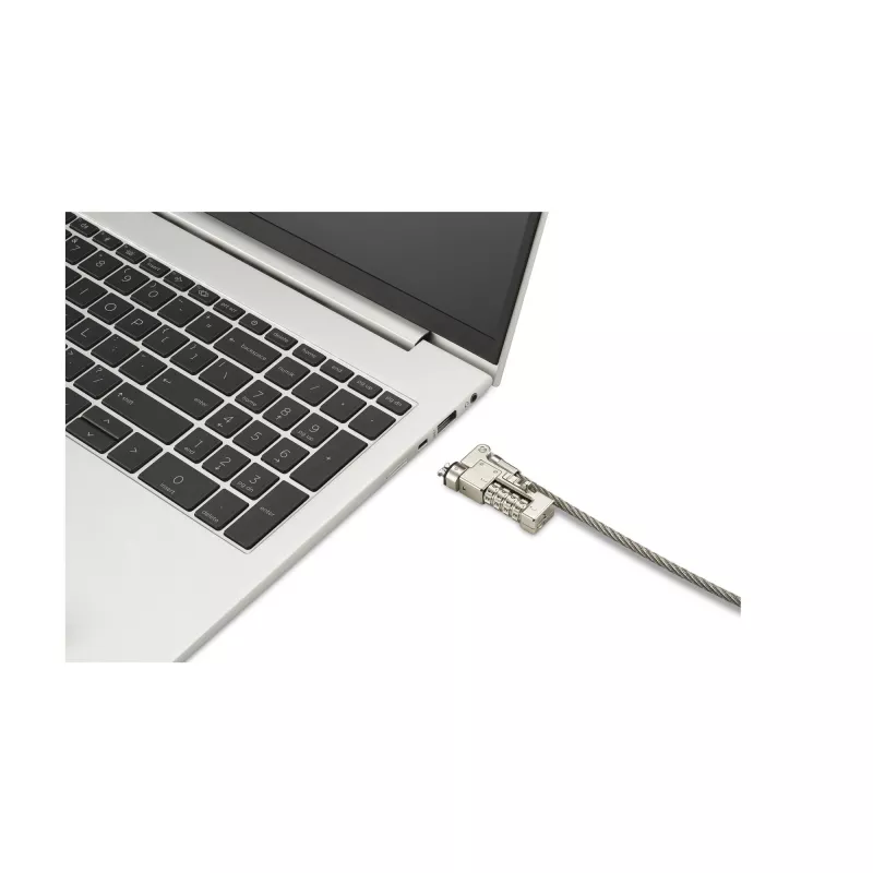 Cadeado de combinação para portátil Kensington Slim NanoSaver 2.0 EQ, 1,8 m, Kensington, fechadura de combinação, aço inoxidável, aço zincado, prateado