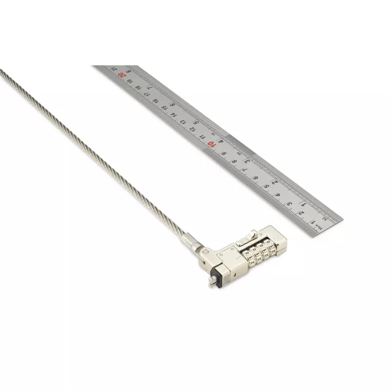 Cadeado de combinação para portátil Kensington Slim NanoSaver 2.0 EQ, 1,8 m, Kensington, fechadura de combinação, aço inoxidável, aço zincado, prateado