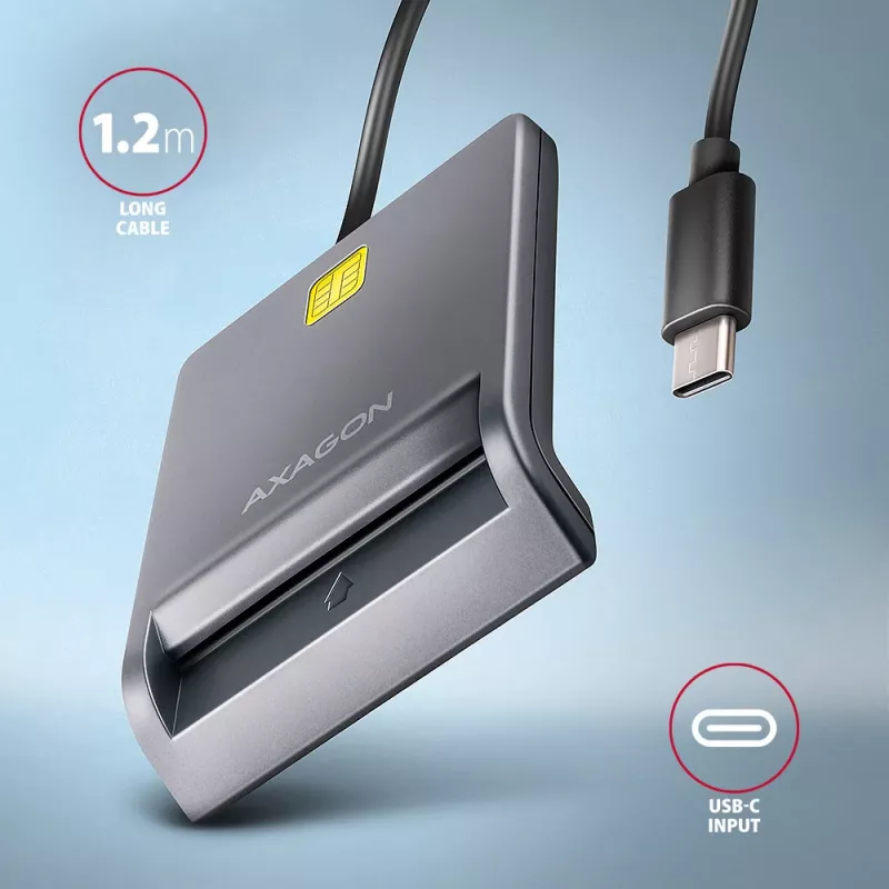Leitor de cartões Axagon CRE-SM3TC USB 2.0 Type-C cinzento SmartMedia