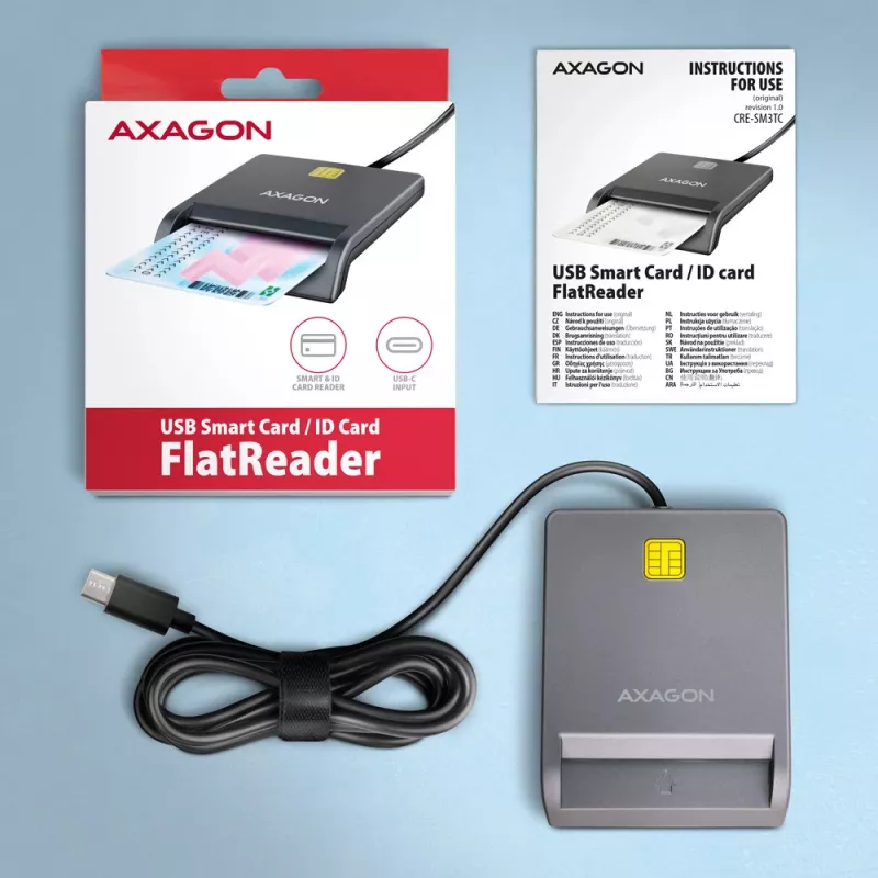 Leitor de cartões Axagon CRE-SM3TC USB 2.0 Type-C cinzento SmartMedia