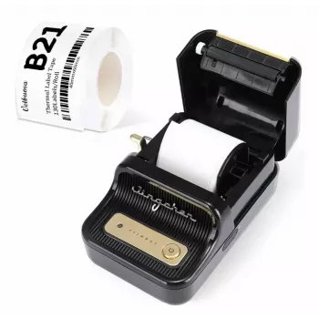 Impressora de etiquetas NIIMBOT B21S preta — impressora de rolo Bluetooth compacta, 50 mm de largura de impressão, 60 mm/s, Li-Ion 1200 mAh