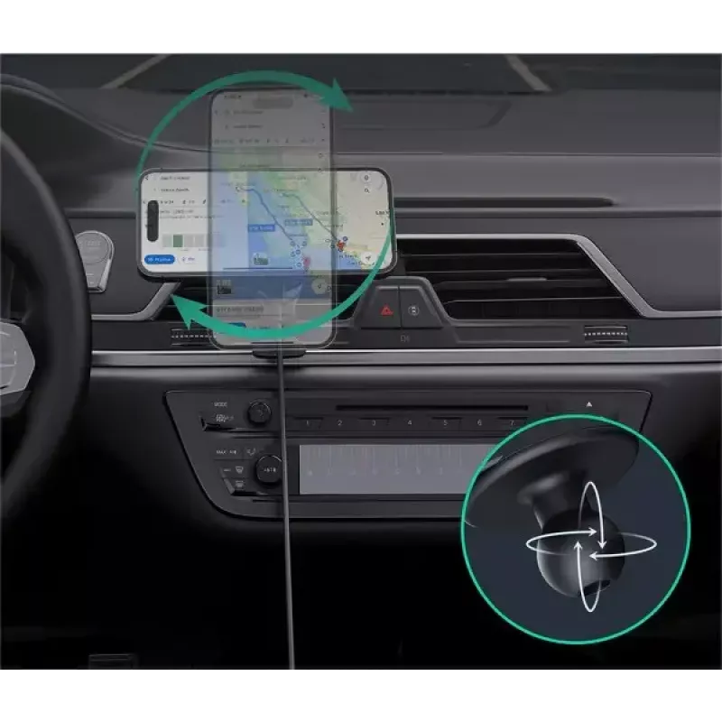 Aukey Mag Fusion Dash Pro HD-MC13A Qi2 15 W suporte de automóvel com carregador sem fios e arrefecimento