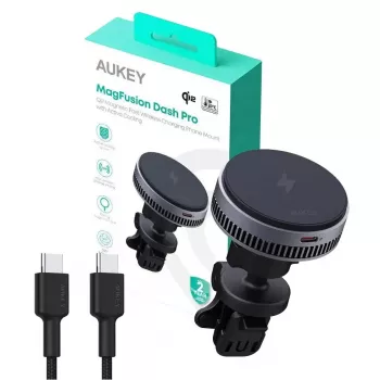 Suporte de carregamento sem fios Aukey HD-MC13A compatível com MagSafe para saída de ar do carro para iPhone, carregamento sem fios 15 W