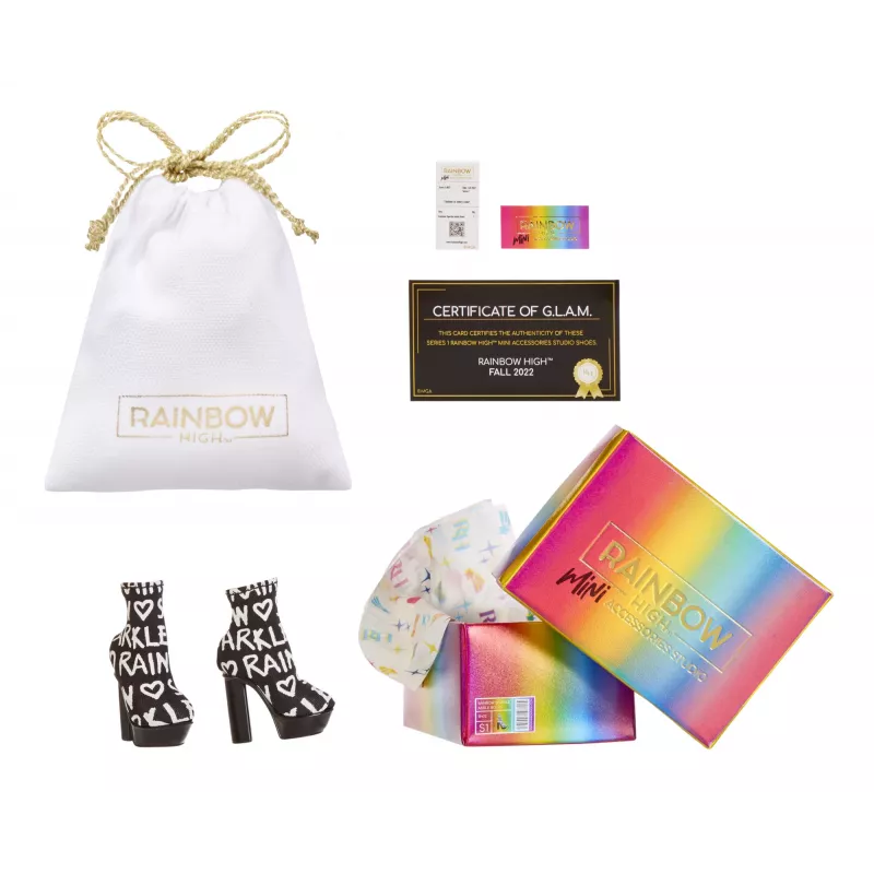 Rainbow High Accessories Studio Series 1, sortido S em PDQ sapatos para bonecas