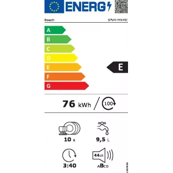 Máquina de lavar loiça encastrável Bosch Serie 4 SPV4HMX49E – Slimline 45 cm, 10 conjuntos de louça, 44 dB, 6 programas