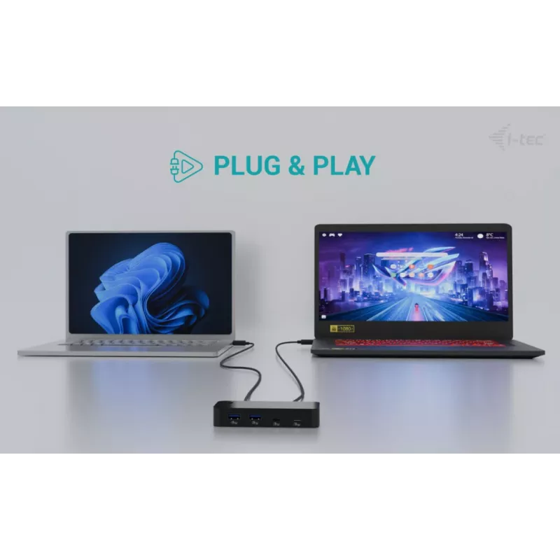 Hub KVM universal i-tec 2x USB-C 2x USB-A 3.0 5000 Mbit/s preto