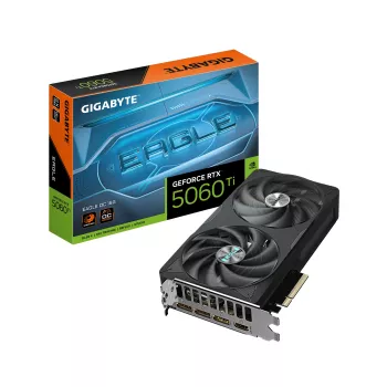 Placa gráfica GIGABYTE GeForce RTX 5060 Ti EAGLE OC 16G - 16 GB GDDR7, 128 Bit, PCI-E 5.0, 2617 MHz frequência do núcleo, 3 x DisplayPort, 1 x HDMI, GV-N506TEAGLE OC-16GD