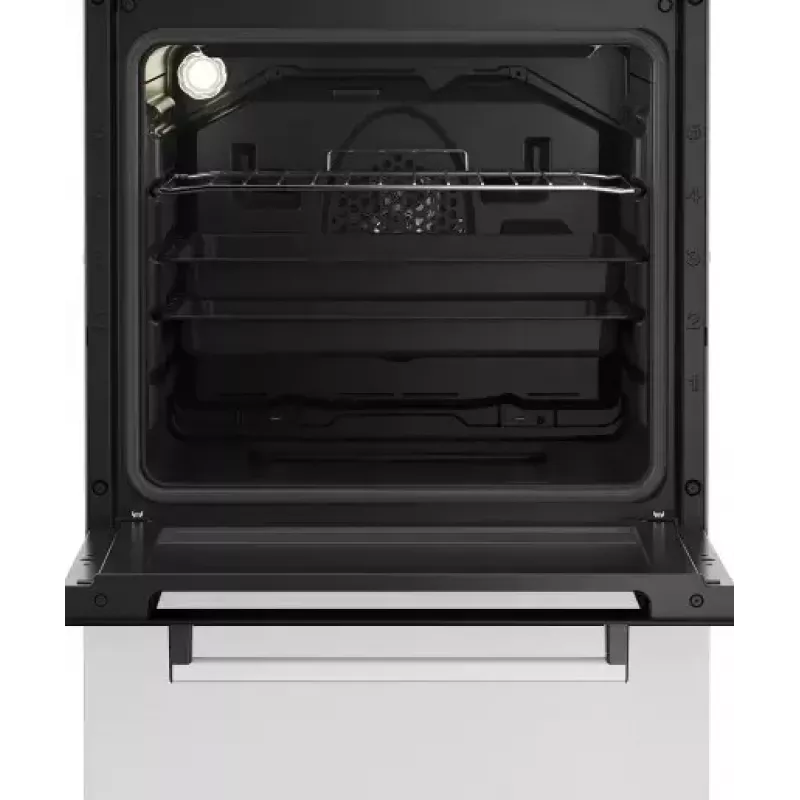 Fogão a gás e elétrico de livre instalação BEKO FSE52323DWD, placa de 4 queimadores, 60 cm, forno de 55 L, classe de eficiência energética A