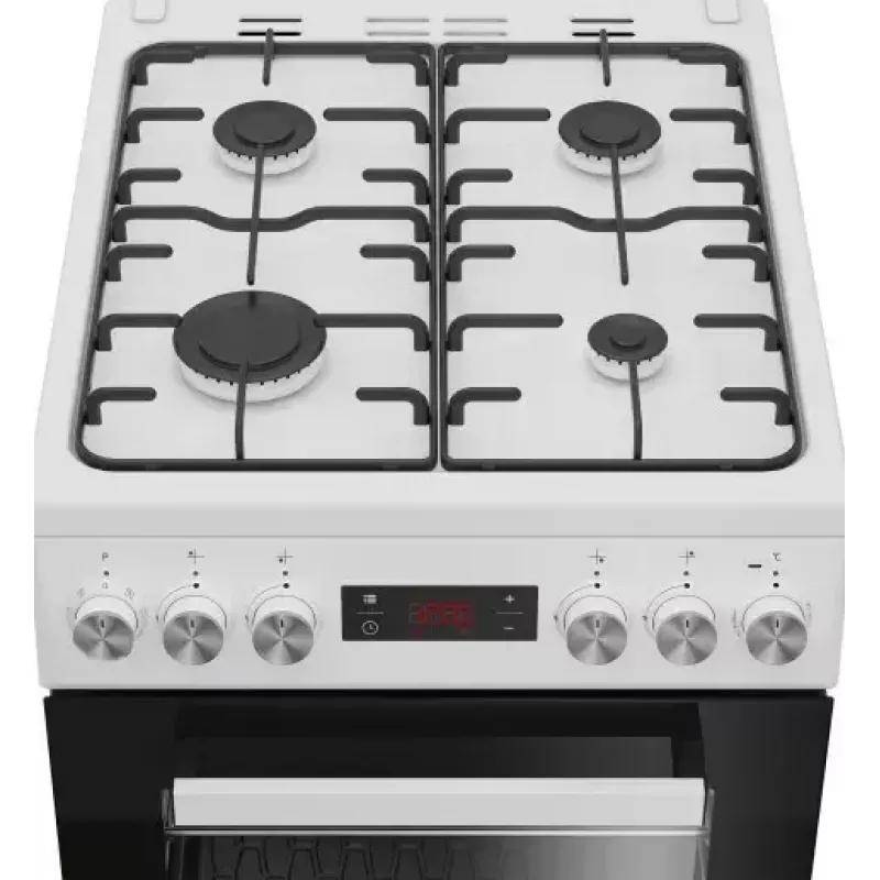 Fogão a gás e elétrico de livre instalação BEKO FSE52323DWD, placa de 4 queimadores, 60 cm, forno de 55 L, classe de eficiência energética A