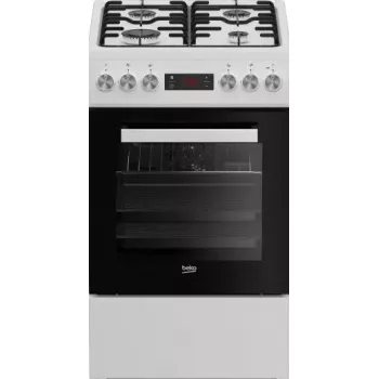 Fogão a gás e elétrico de livre instalação BEKO FSE52323DWD, placa de 4 queimadores, 60 cm, forno de 55 L, classe de eficiência energética A