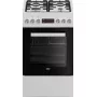 Fogão a gás e elétrico de livre instalação BEKO FSE52323DWD, placa de 4 queimadores, 60 cm, forno de 55 L, classe de eficiência energética A