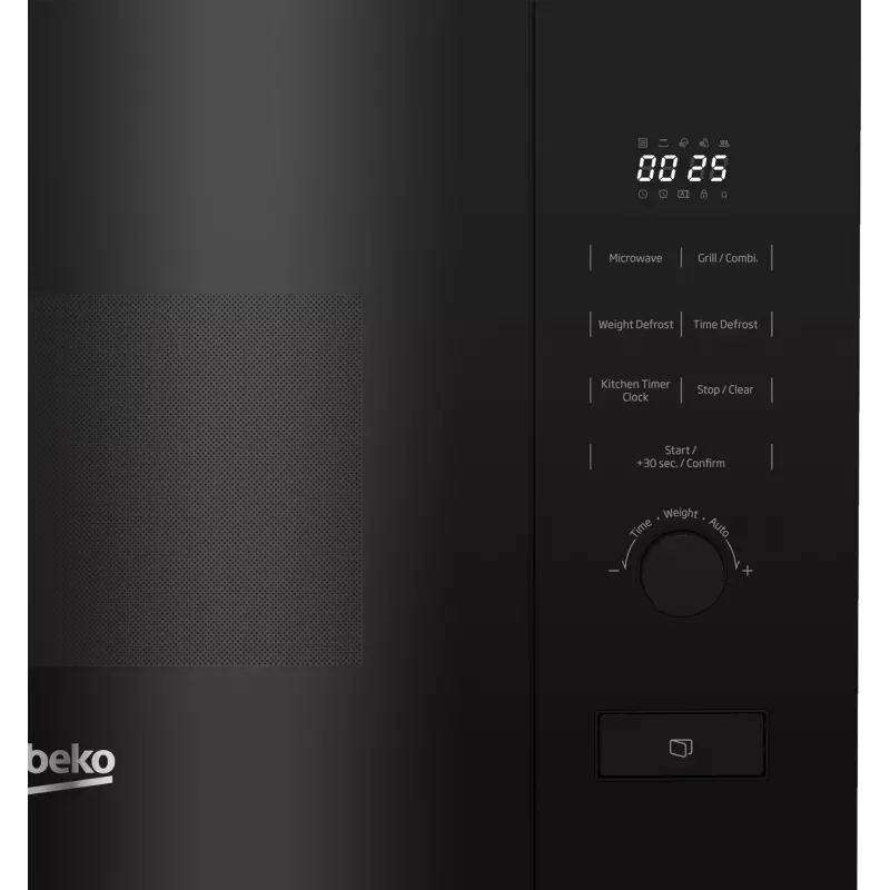 Beko BMGB20212B micro-ondas de encastrar com grelhador, 20 l, 800 W, grelhador de 1000 W, prato rotativo de 31,5 cm, controlo eletrónico, preto