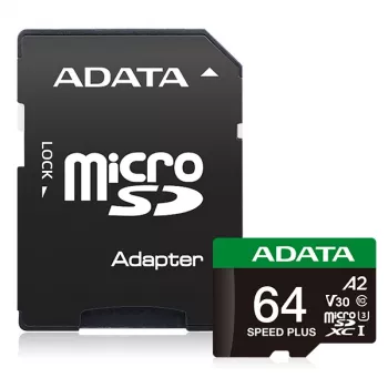 Cartão MicroSDXC ADATA Speed Plus 64 GB UHS Class 3 Modelo UD64GUI3V30A2SP-RA1