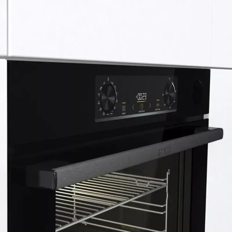 Forno elétrico de encastrar Gorenje BSA6737E15BG — 77 l, preto, temporizador digital, convecção, grelhador, função pizza