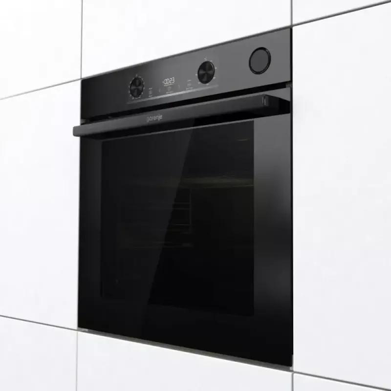 Forno elétrico de encastrar Gorenje BSA6737E15BG — 77 l, preto, temporizador digital, convecção, grelhador, função pizza