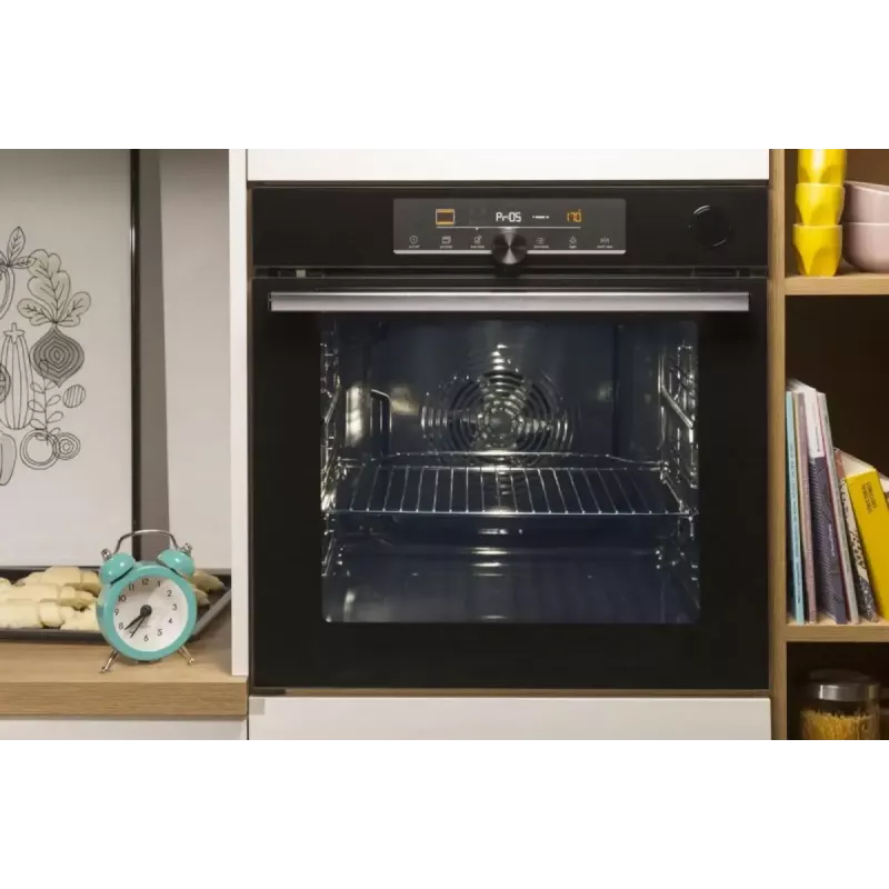 Forno elétrico de encastrar Gorenje BSA6737E15BG — 77 l, preto, temporizador digital, convecção, grelhador, função pizza