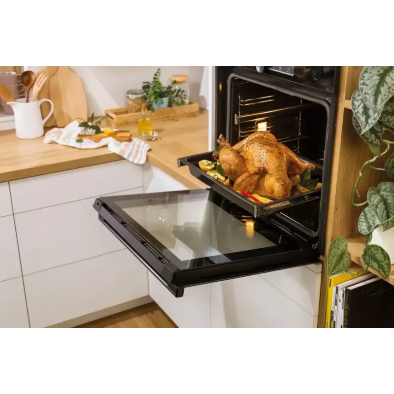 Forno elétrico de encastrar Gorenje BSA6737E15BG — 77 l, preto, temporizador digital, convecção, grelhador, função pizza
