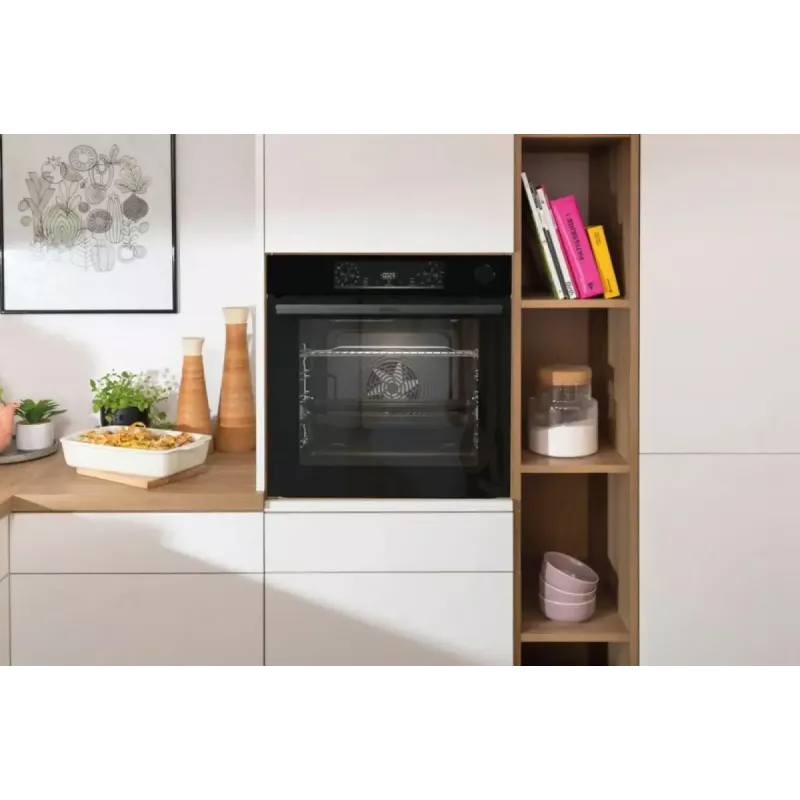 Forno elétrico de encastrar Gorenje BSA6737E15BG — 77 l, preto, temporizador digital, convecção, grelhador, função pizza