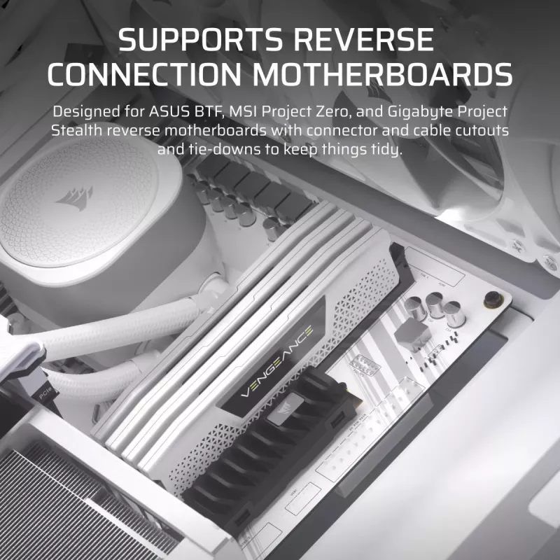 Caixa de PC CORSAIR FRAME 4000D RS Midi Tower Branco — ATX, vidro temperado, 3 ventoinhas frontais de 120mm, suporta radiadores de 360/240/140mm