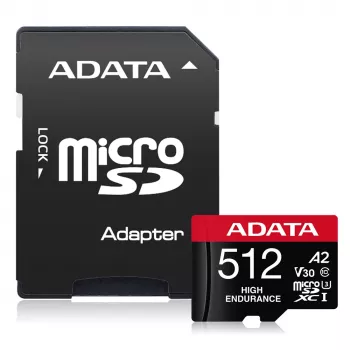 Cartão de memória MicroSDXC ADATA 512GB UHS‑I U3 V30 Classe 10 A2, 100/85 MB/s, à prova de água