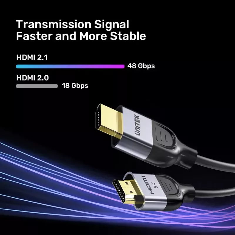 Cabo HDMI UNITEK C11086GY01-3M 3m 2.1 48 Gbit/s preto cinzento
