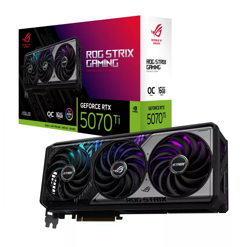 Placa gráfica ASUS GeForce RTX 5070 Ti — 16 GB GDDR7, PCIe 5.0, 256-Bit, 3-Slot, 332 mm, 3 ventoinhas
