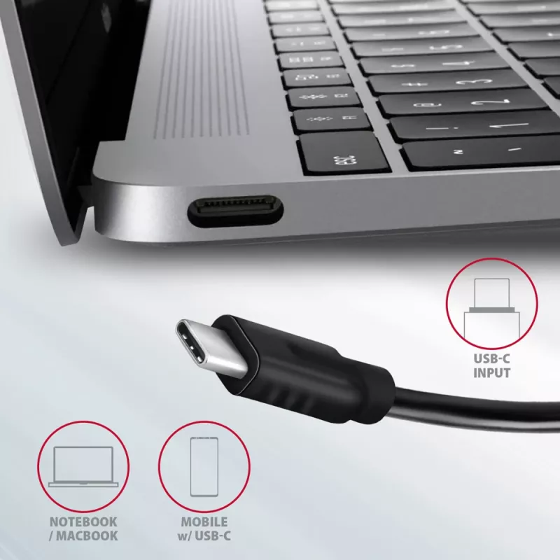 Hub USB Axagon HMC-5G21 10Gbps, 2x USB-A, 2x USB-C, HDMI 4k/30Hz, PD 60W, cabo USB-C