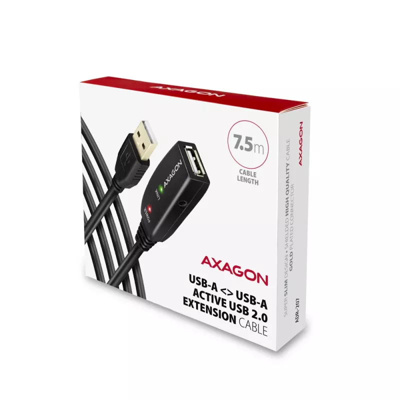 Cabo de extensão USB Axagon ADR-207 7,5 m USB 2.0 preto