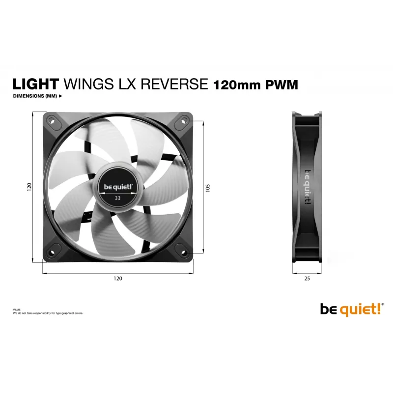 Ventoinha para caixa de computador be quiet! Light Wings LX 120 mm PWM Reverse preto 12 cm 1 unid.