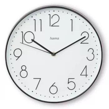Relógio de quartzo Hama Corsica redondo preto branco pilha AA 30 cm