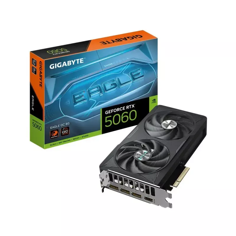Placa gráfica GIGABYTE GeForce RTX 5060 8 GB GDDR7, PCIe 5.0, 128-Bit, 3840 CUDA, 2-Slot, WINDFORCE 2X