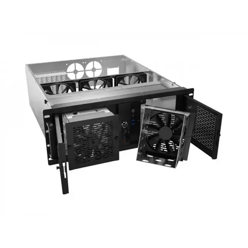 Caixa rack Lanberg SC01-5204-12B 4U preta 5 ventoinhas