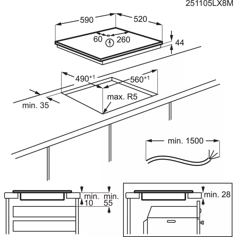 Electrolux Serie 500 EIT60433CT Placa de indução de encastrar 60 cm preta 4 zona(s)