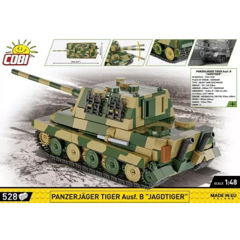 COBI 2733 Historical Collection conjunto de construção Panzerjäger Tiger Ausf. B Jagdtiger, 528 peças, 1:48