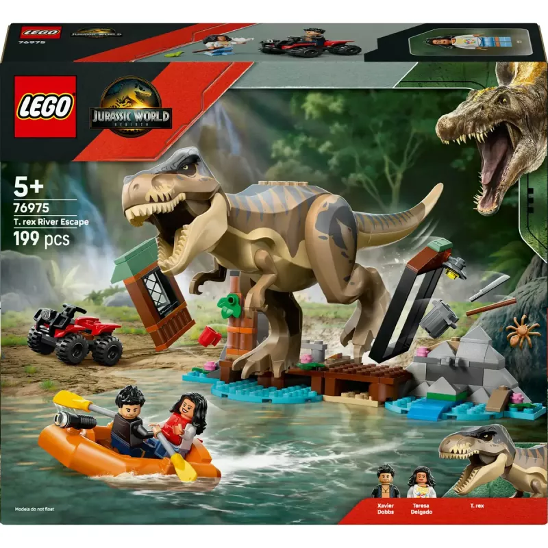 Conjunto de construção LEGO Dinossauros T. rex River Escape 76975 — 199 peças, 2 minifiguras, idade 5+