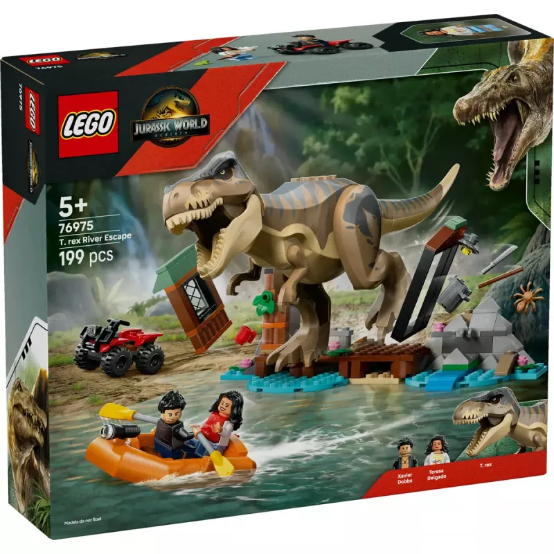 Conjunto de construção LEGO Dinossauros T. rex River Escape 76975 — 199 peças, 2 minifiguras, idade 5+